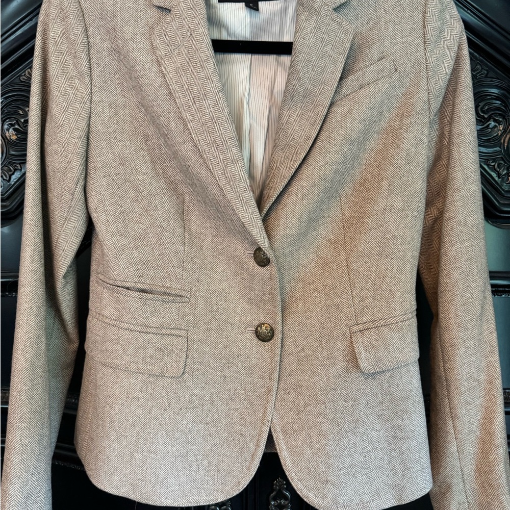 Banana Republic 0 Women's Tan Herringbone Blazer